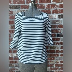 Nautical Striped Women's Top - Black and White w/Bell Sleeves NWOT (23)